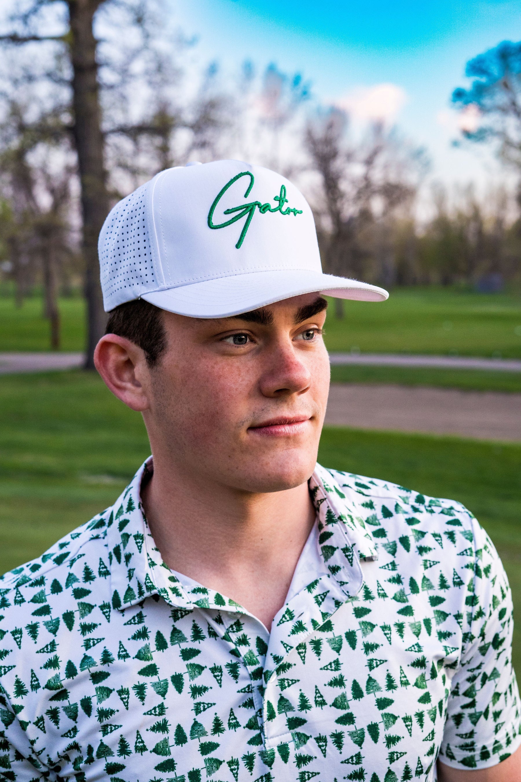 Snapback Gator Hat - White/Green Snapback Hats Gator Golf Brand 